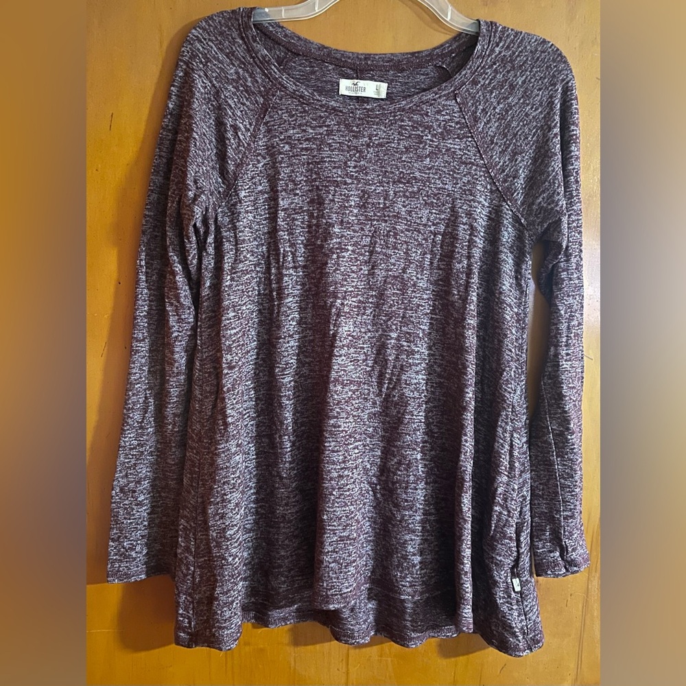 Hollister Maroon Heathered Long Sleeve Tee